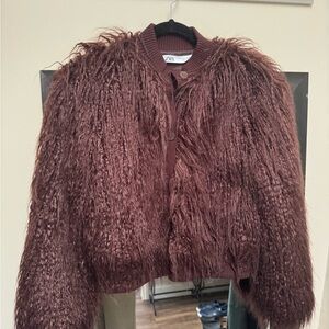 Zara Chocolate Brown Knit Jacket